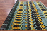 Ikat Hand Knotted Wool Area Rug - 9' 10" X 14' 4" - Golden Nile