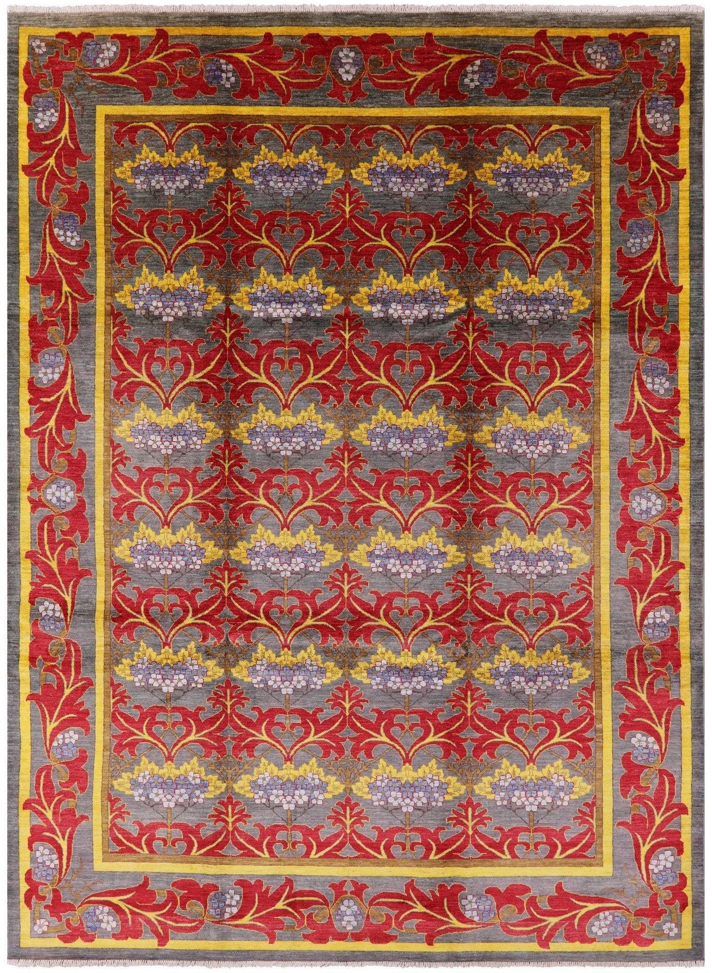 William Morris Hand Knotted Wool Area Rug - 9' 10" X 13' 7" - Golden Nile
