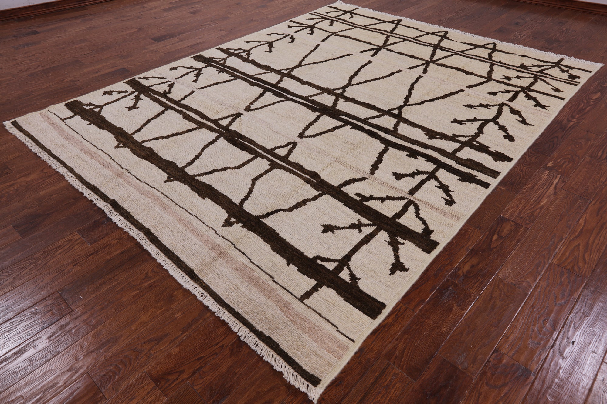 Ivory Moroccan Hand Knotted Area Rug - 7' 10" X 10' 1" - Golden Nile