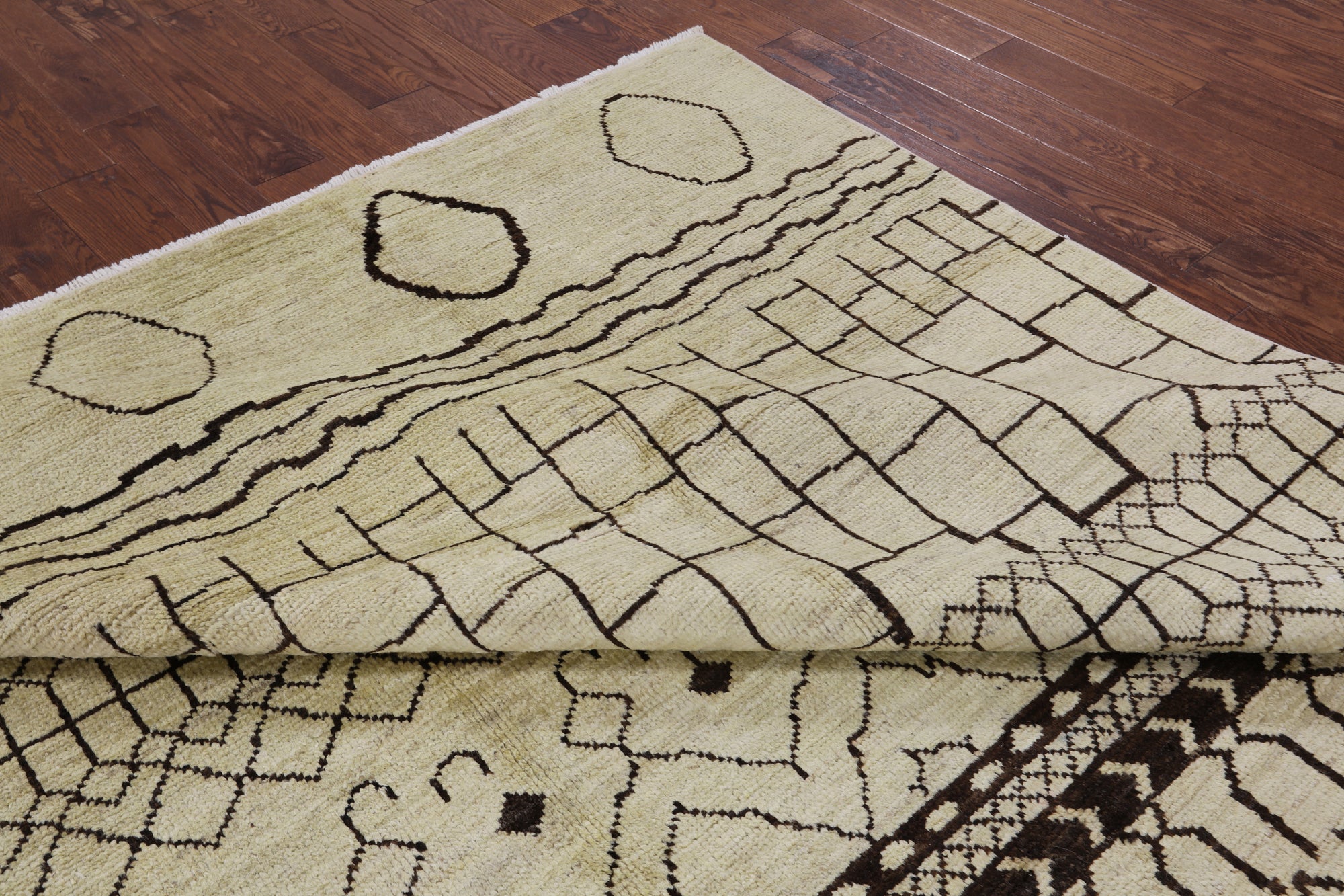 Ivory Tribal Moroccan Handmade Wool Area Rug - 8' 4" X 9' 9" - Golden Nile