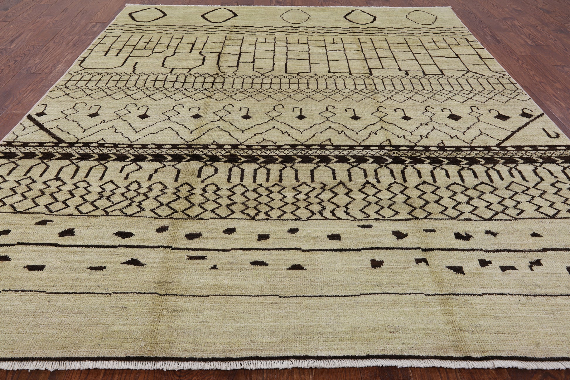 Ivory Tribal Moroccan Handmade Wool Area Rug - 8' 4" X 9' 9" - Golden Nile