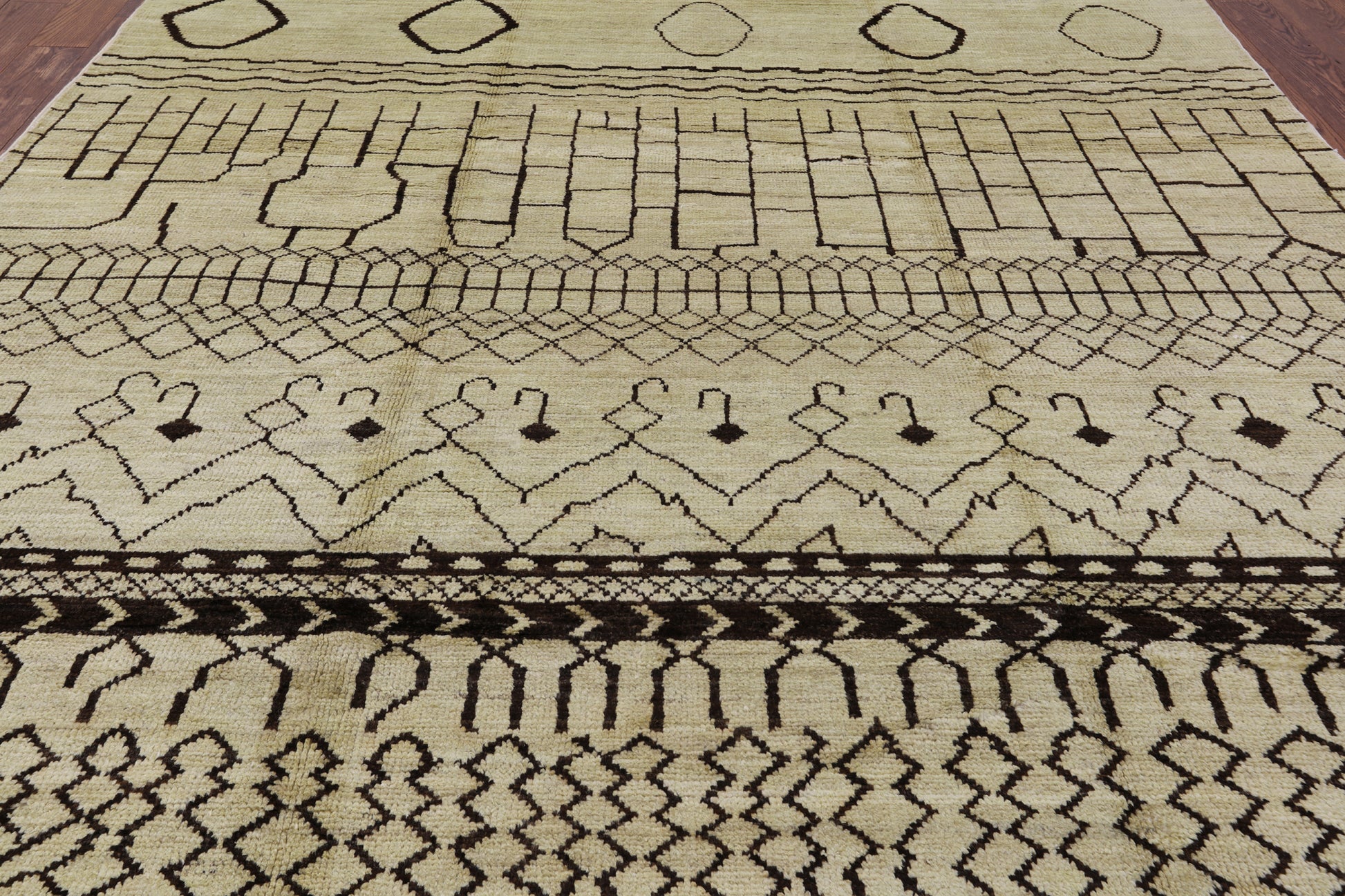 Ivory Tribal Moroccan Handmade Wool Area Rug - 8' 4" X 9' 9" - Golden Nile