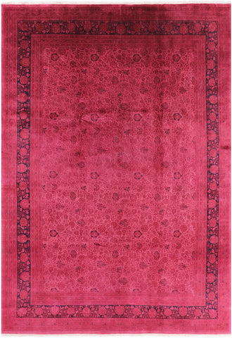 Pink Full Pile Overdyed Handmade Wool Area Rug - 9' 10