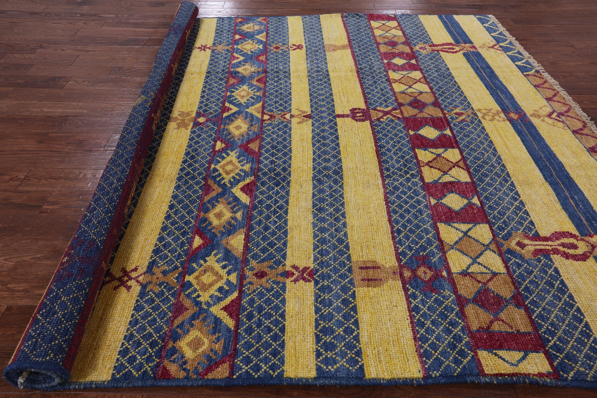 Tribal Moroccan Hand Knotted Wool Rug - 8' 2" X 9' 10" - Golden Nile