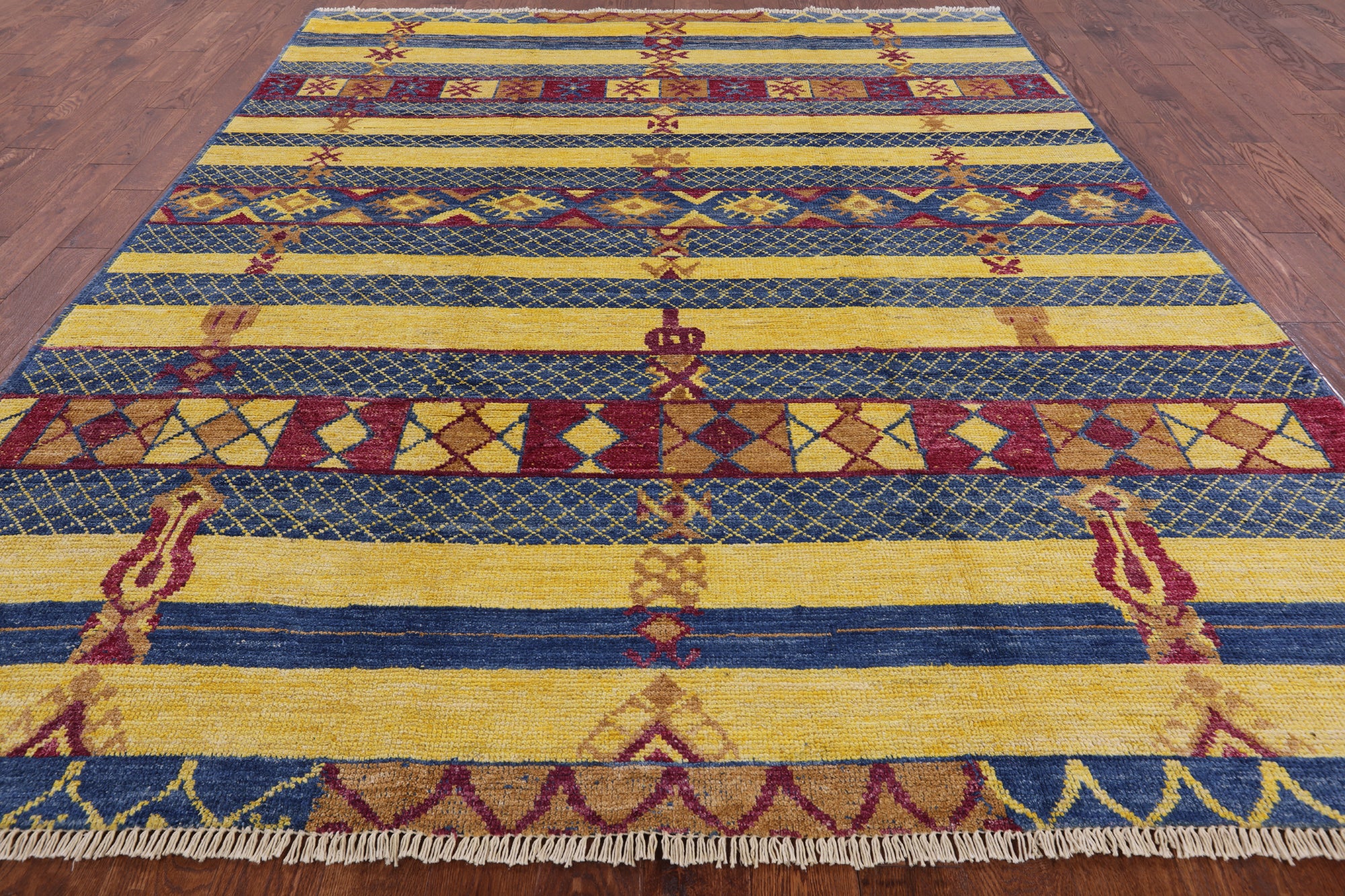 Tribal Moroccan Hand Knotted Wool Rug - 8' 2" X 9' 10" - Golden Nile