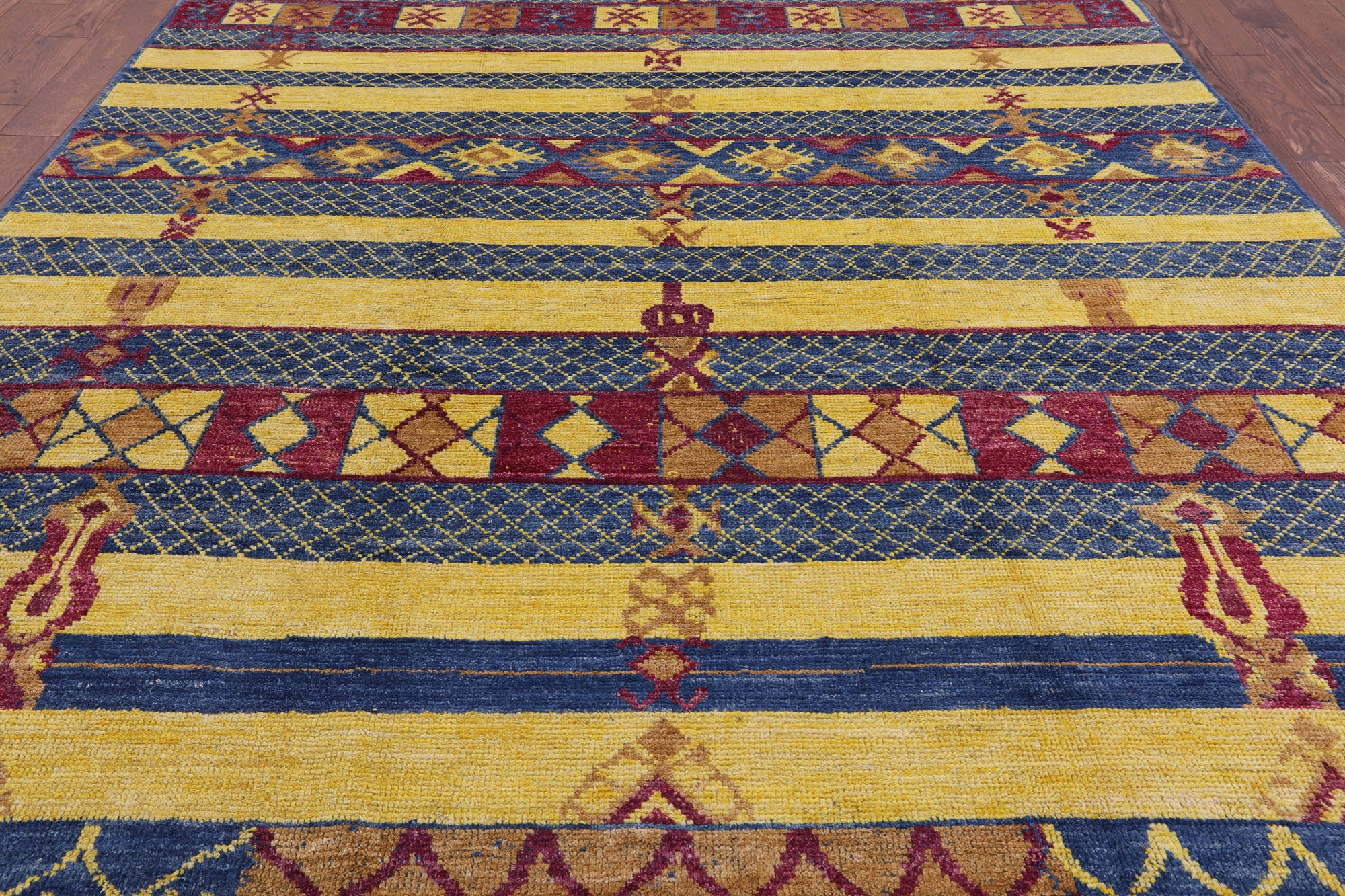 Tribal Moroccan Hand Knotted Wool Rug - 8' 2" X 9' 10" - Golden Nile