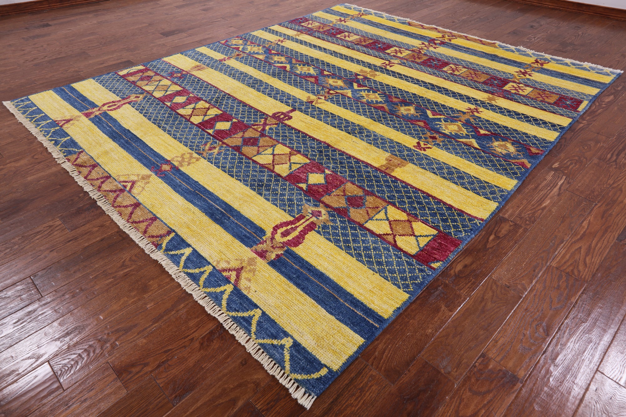 Tribal Moroccan Hand Knotted Wool Rug - 8' 2" X 9' 10" - Golden Nile