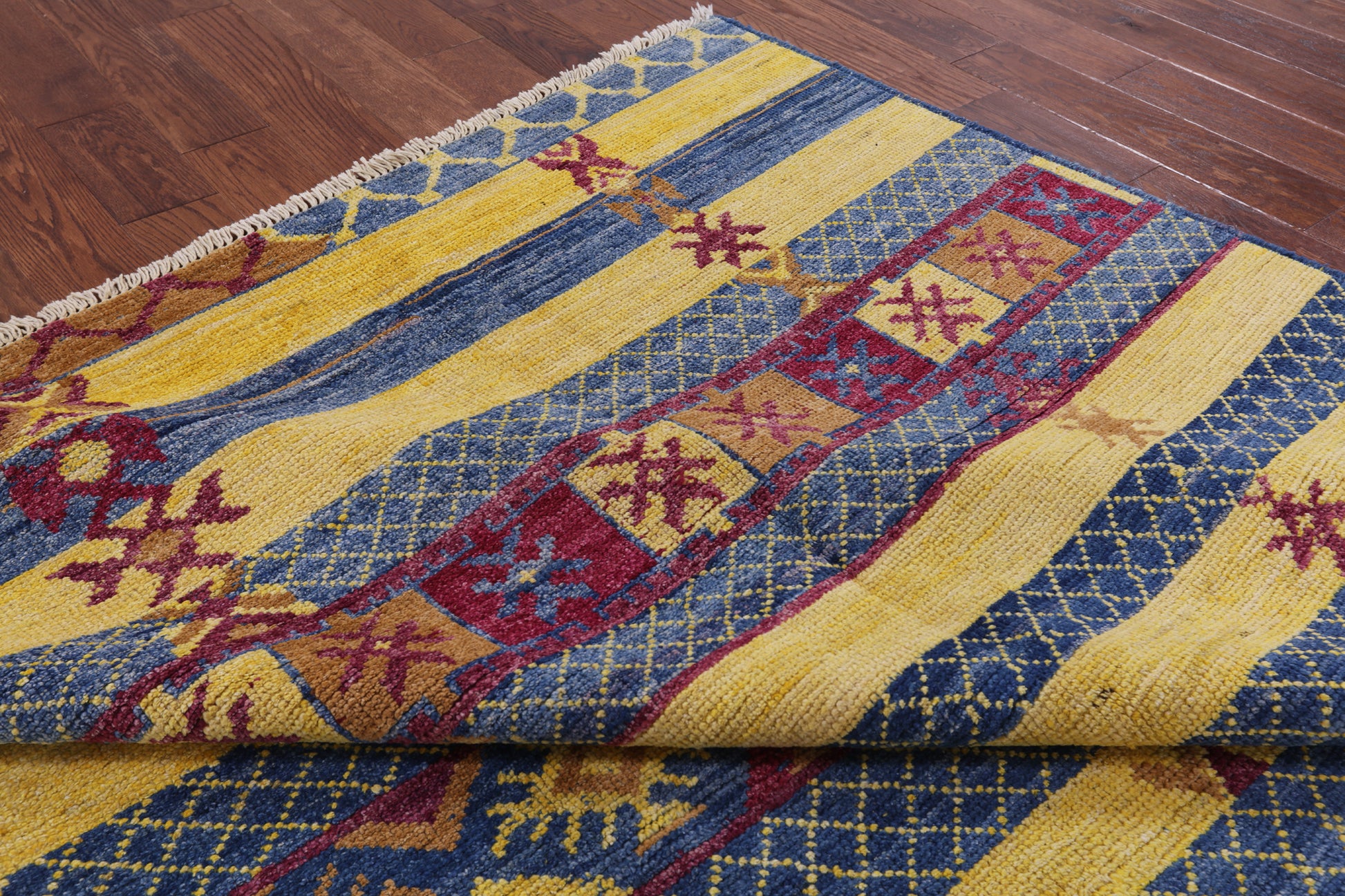 Tribal Moroccan Hand Knotted Wool Rug - 8' 2" X 9' 10" - Golden Nile