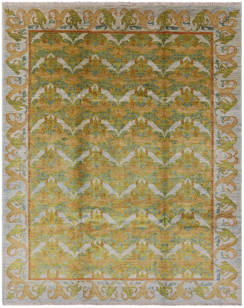 William Morris Hand Knotted Area Rug - 9' 1" X 11' 5" - Golden Nile