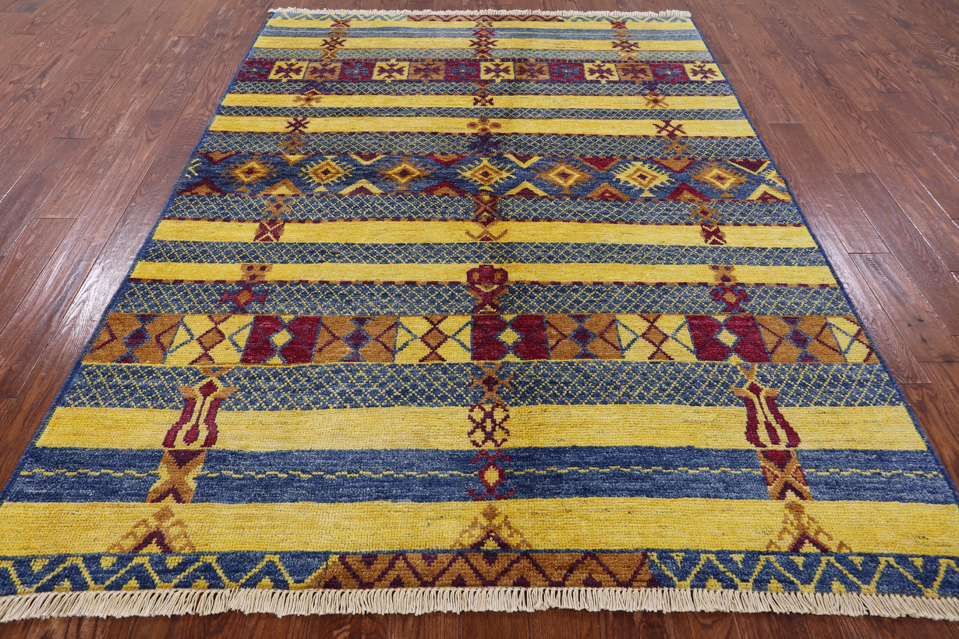 Tribal Moroccan Hand Knotted Wool Rug - 6' 7" X 8' 9" - Golden Nile