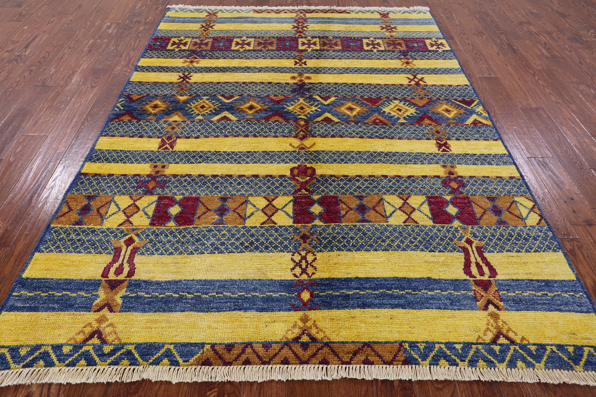 Tribal Moroccan Hand Knotted Wool Rug - 6' 7" X 8' 9" - Golden Nile