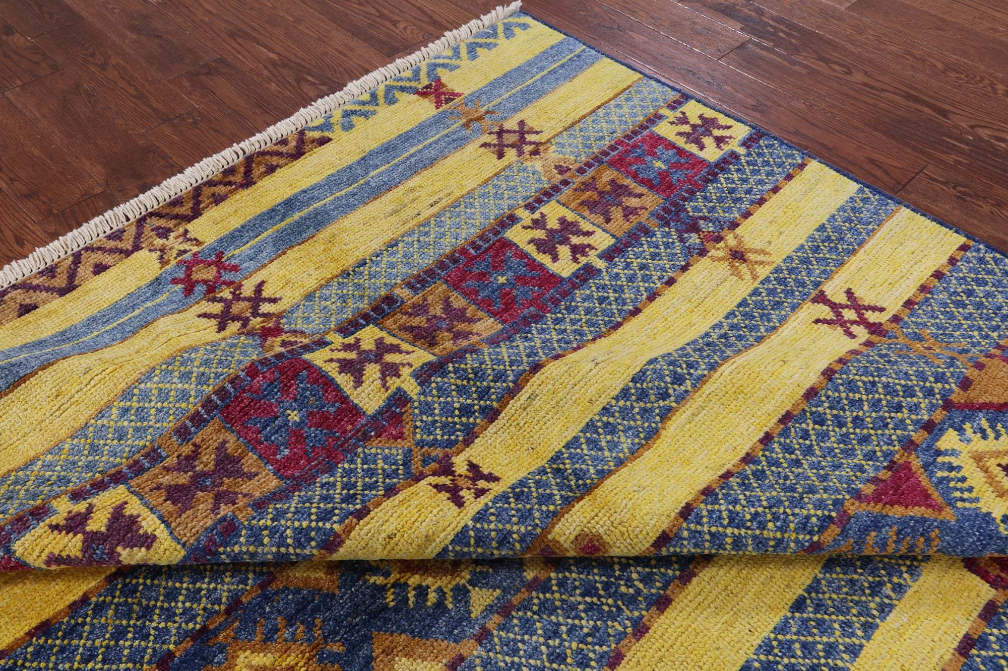 Tribal Moroccan Hand Knotted Wool Rug - 6' 7" X 8' 9" - Golden Nile