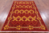 Red William Morris Hand Knotted Wool Area Rug - 5' 0" X 7' 9" - Golden Nile