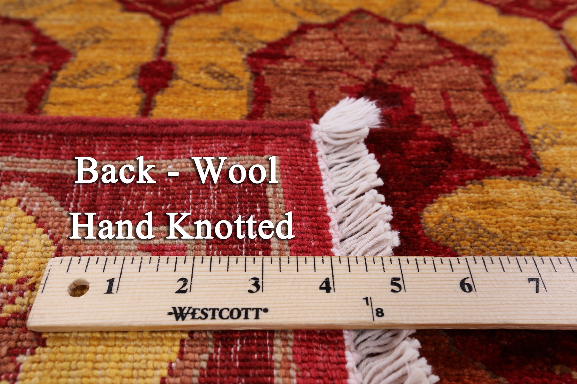 Red William Morris Hand Knotted Wool Area Rug - 5' 0" X 7' 9" - Golden Nile