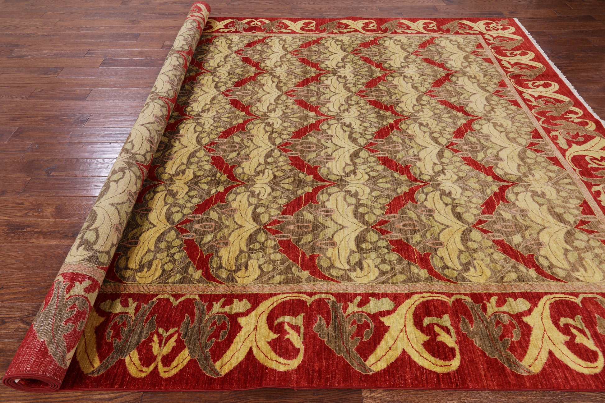William Morris Handmade Wool Area Rug - 9' 1" X 12' 0" - Golden Nile