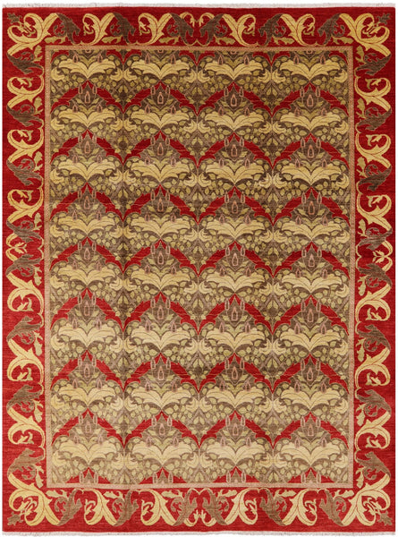William Morris Handmade Wool Area Rug - 9' 1" X 12' 0" - Golden Nile