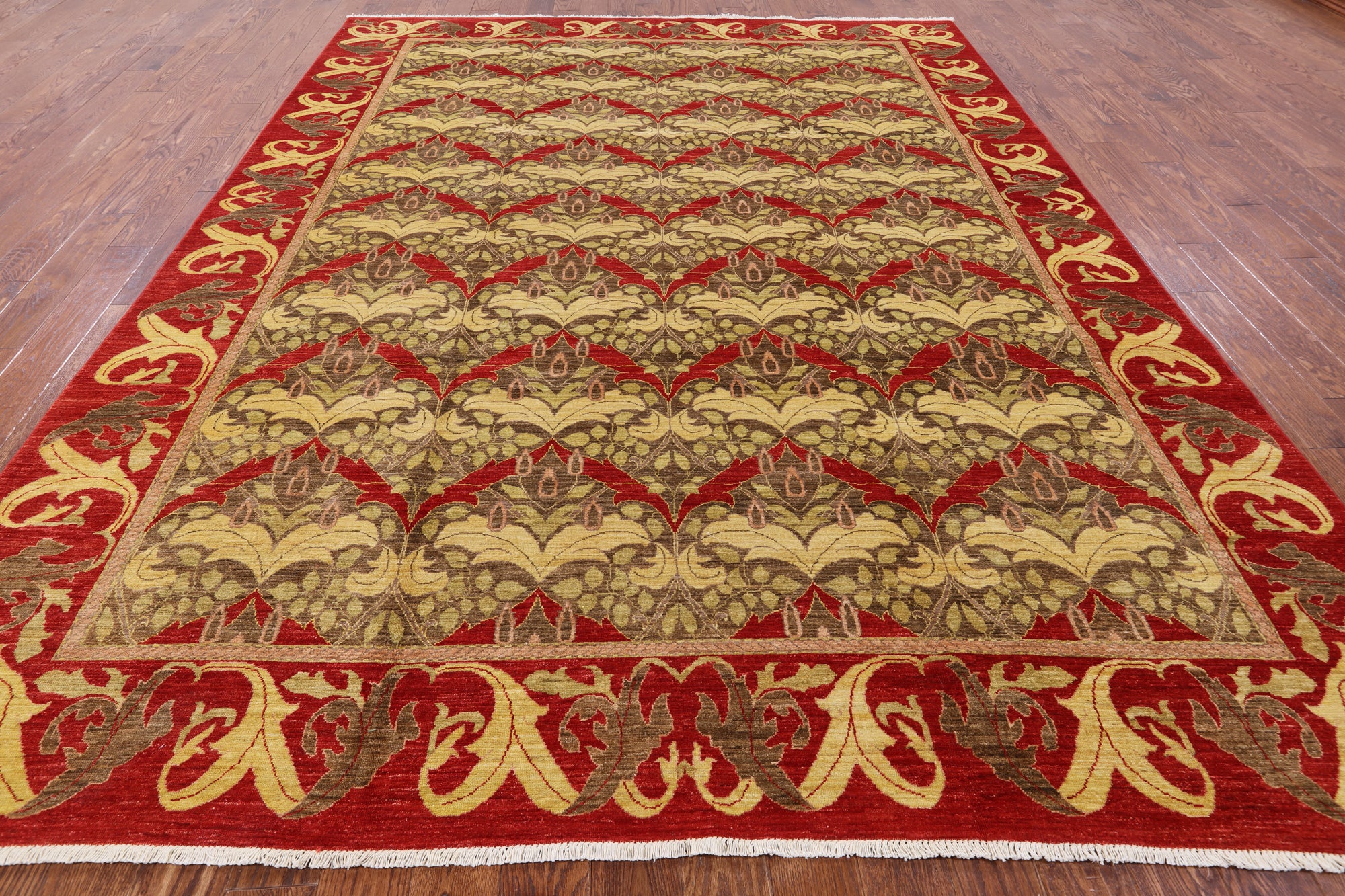 William Morris Handmade Wool Area Rug - 9' 1" X 12' 0" - Golden Nile