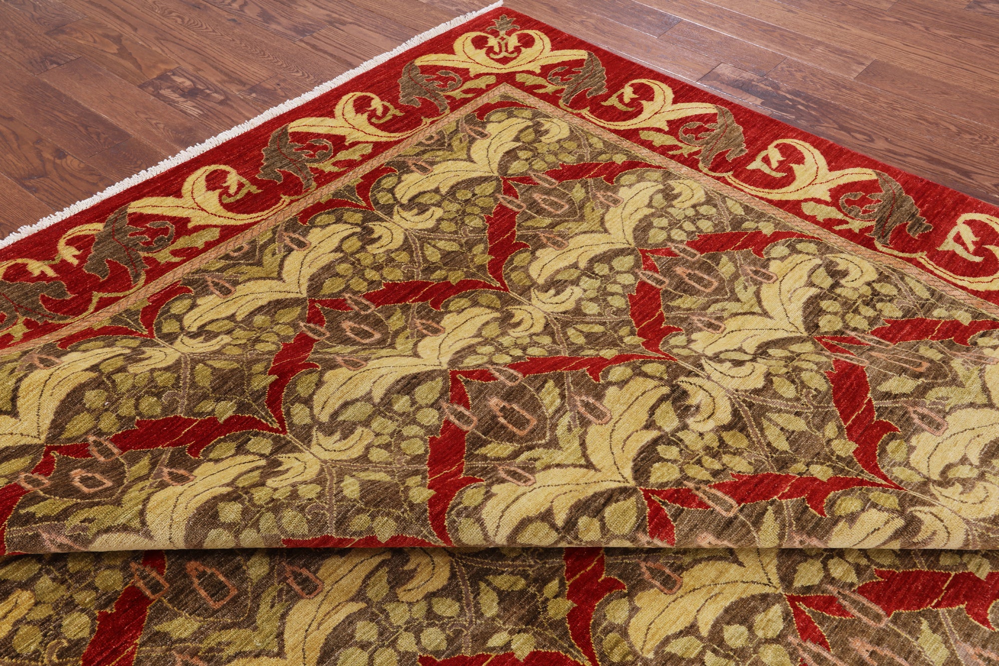 William Morris Handmade Wool Area Rug - 9' 1" X 12' 0" - Golden Nile