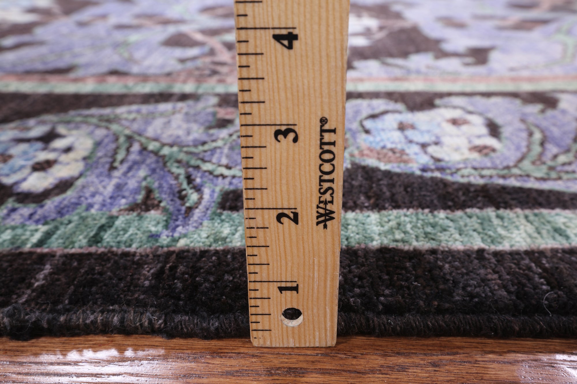 Black William Morris Handmade Wool Area Rug - 6' 4" X 8' 10" - Golden Nile
