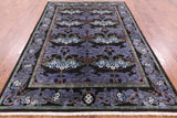 Black William Morris Handmade Wool Area Rug - 6' 4" X 8' 10" - Golden Nile