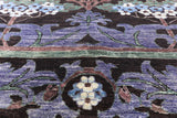 Black William Morris Handmade Wool Area Rug - 6' 4" X 8' 10" - Golden Nile