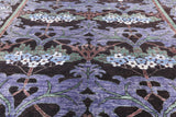 Black William Morris Handmade Wool Area Rug - 6' 4" X 8' 10" - Golden Nile