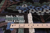 Black William Morris Handmade Wool Area Rug - 6' 4" X 8' 10" - Golden Nile