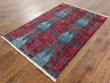 Oriental Ikat Hand Knotted Area Rug 4 X 6 - Golden Nile