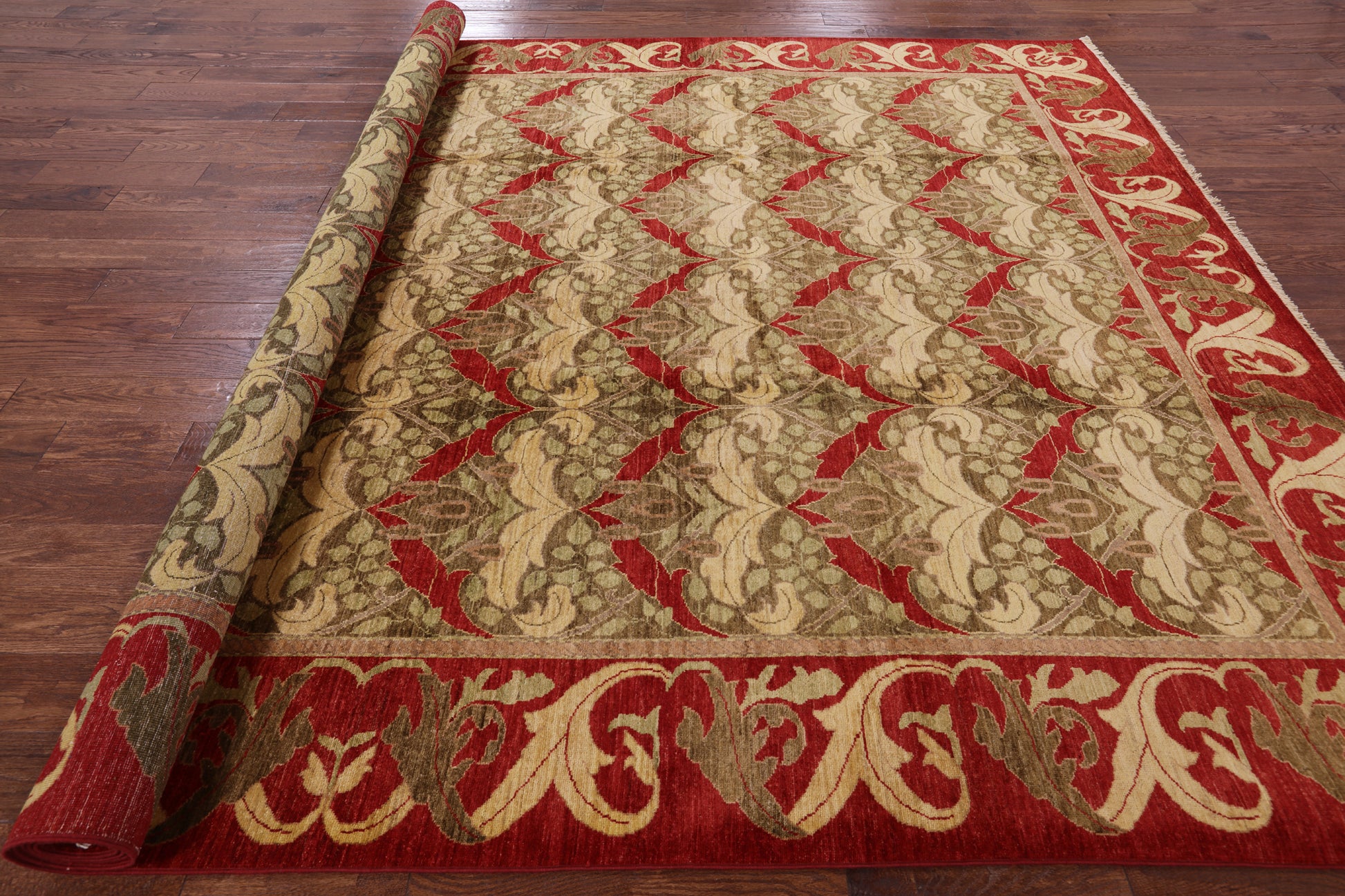 William Morris Hand Knotted Area Rug - 9' 0" X 12' 0" - Golden Nile