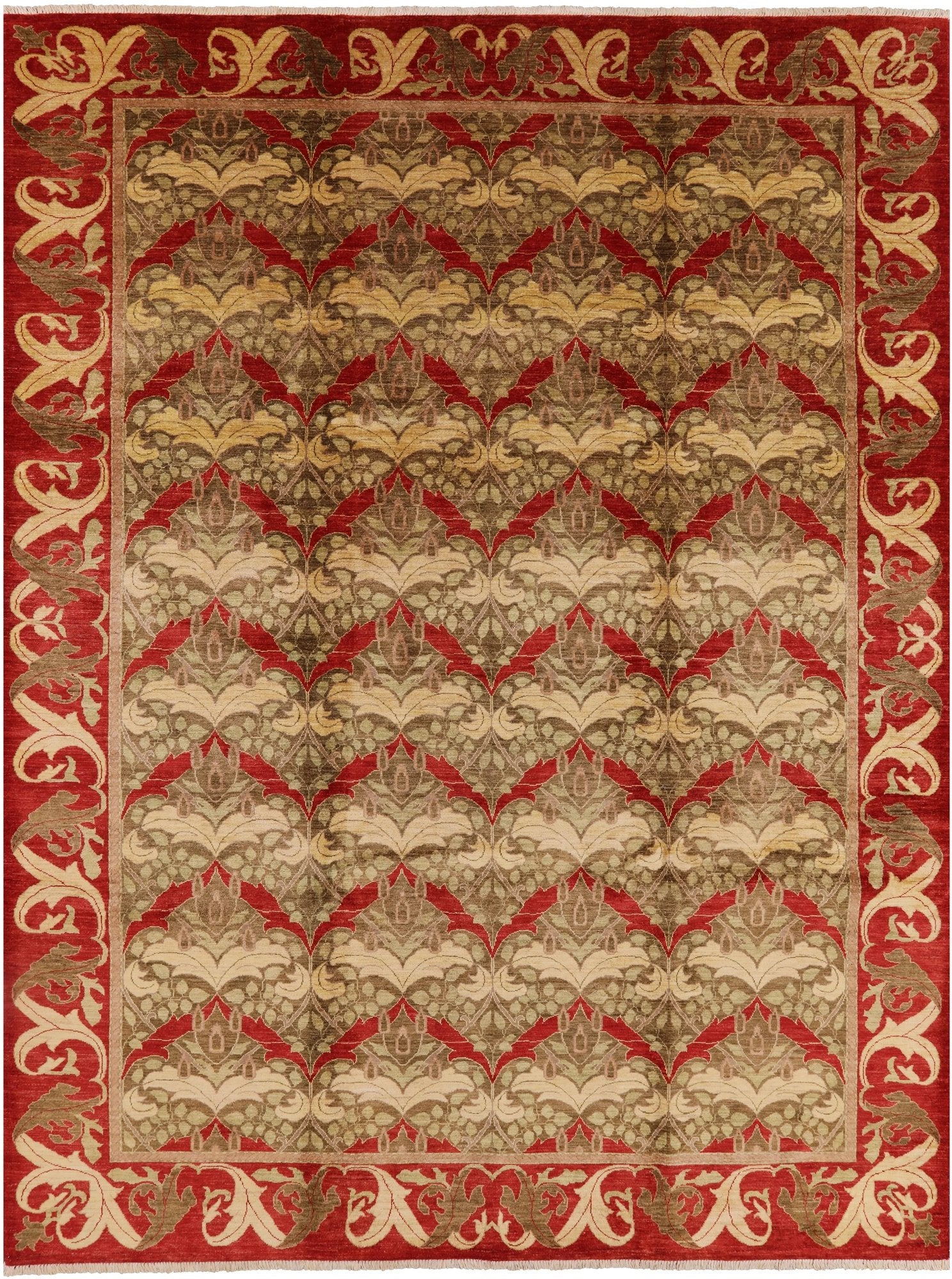 William Morris Hand Knotted Area Rug - 9' 0" X 12' 0" - Golden Nile