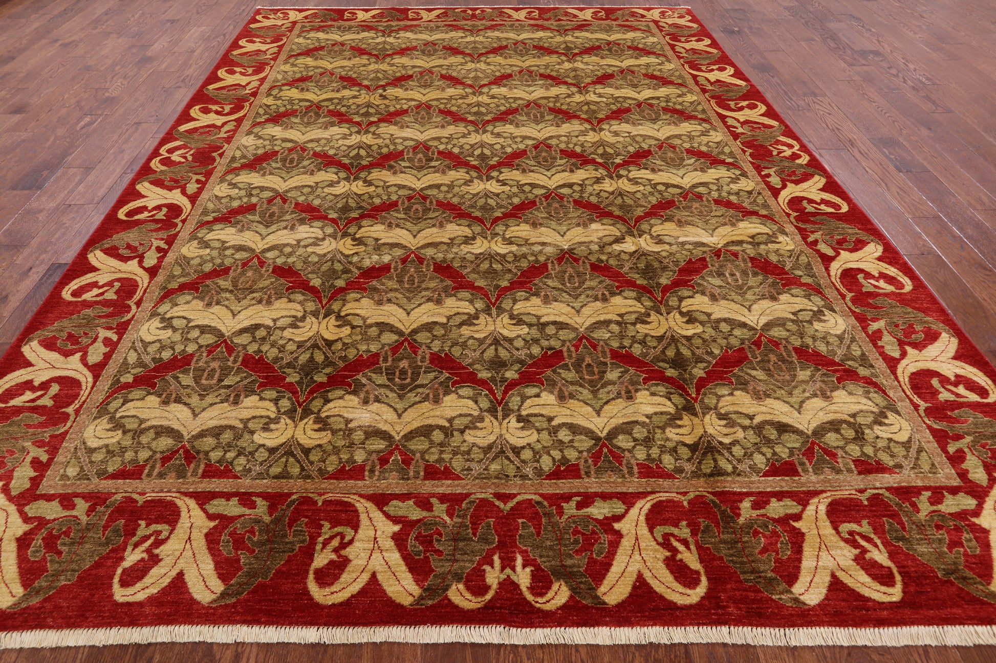 William Morris Hand Knotted Area Rug - 9' 0" X 12' 0" - Golden Nile