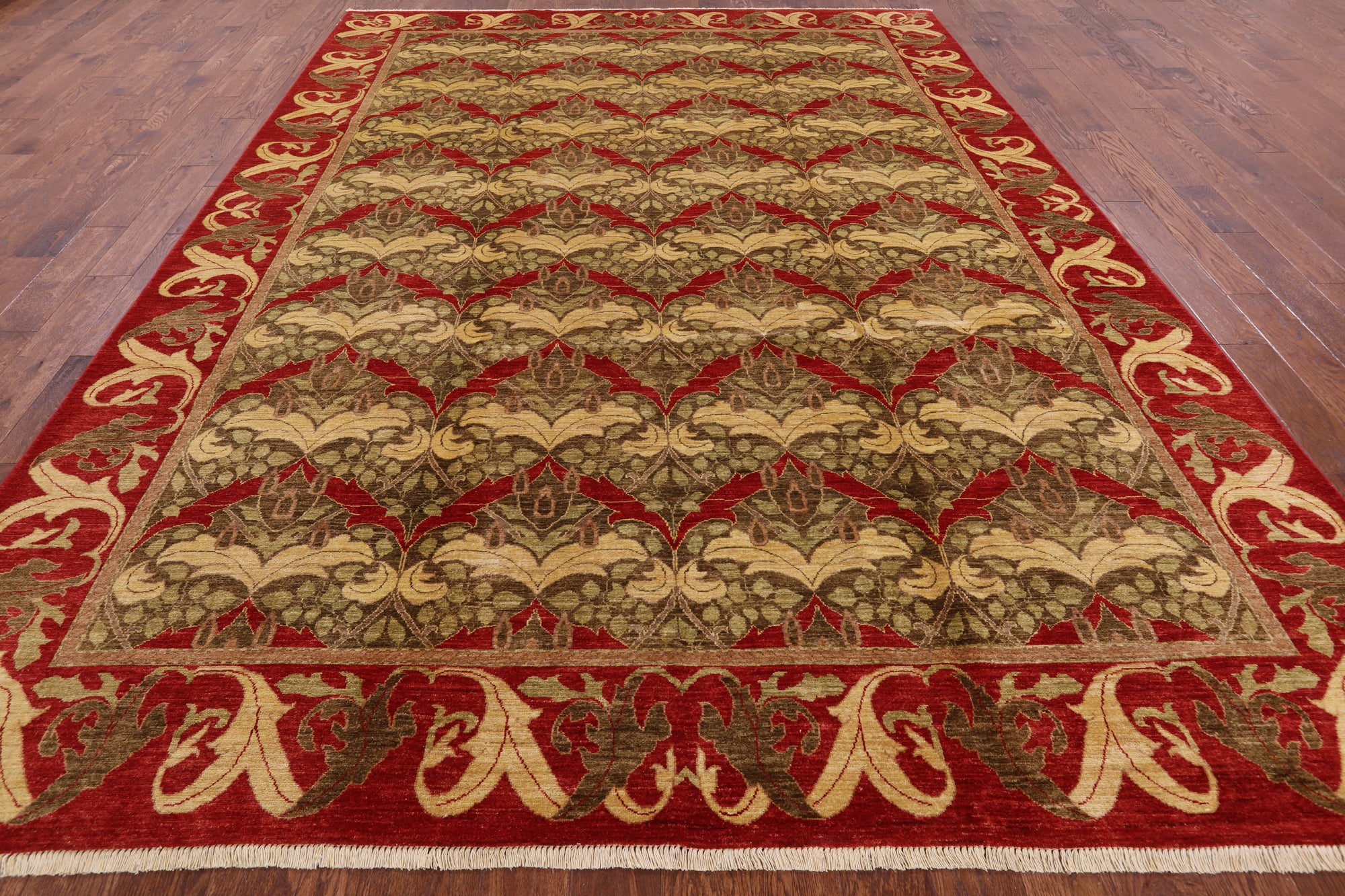 William Morris Hand Knotted Area Rug - 9' 0" X 12' 0" - Golden Nile
