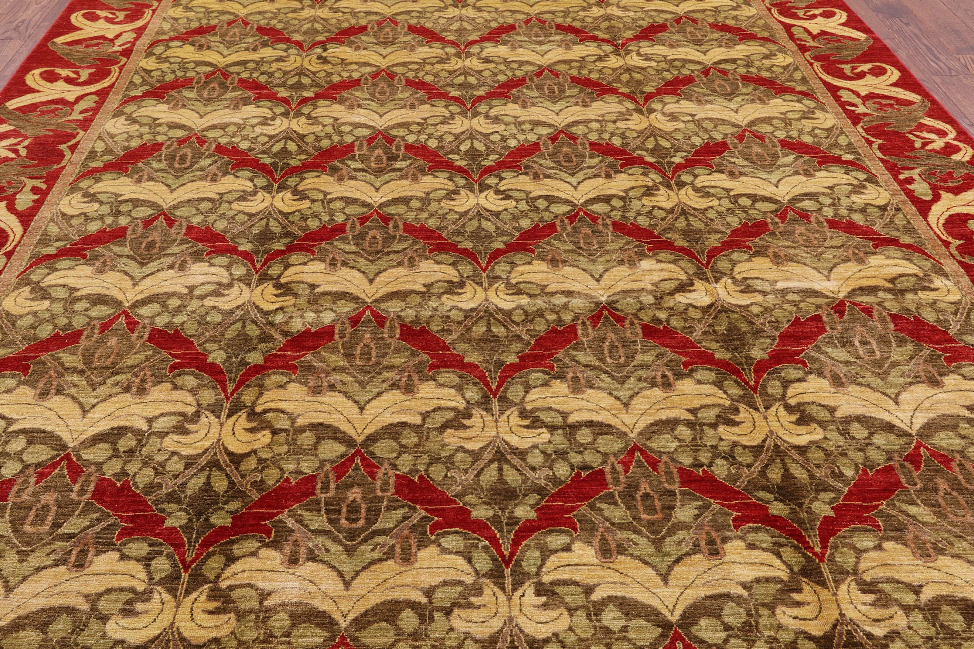 William Morris Hand Knotted Area Rug - 9' 0" X 12' 0" - Golden Nile