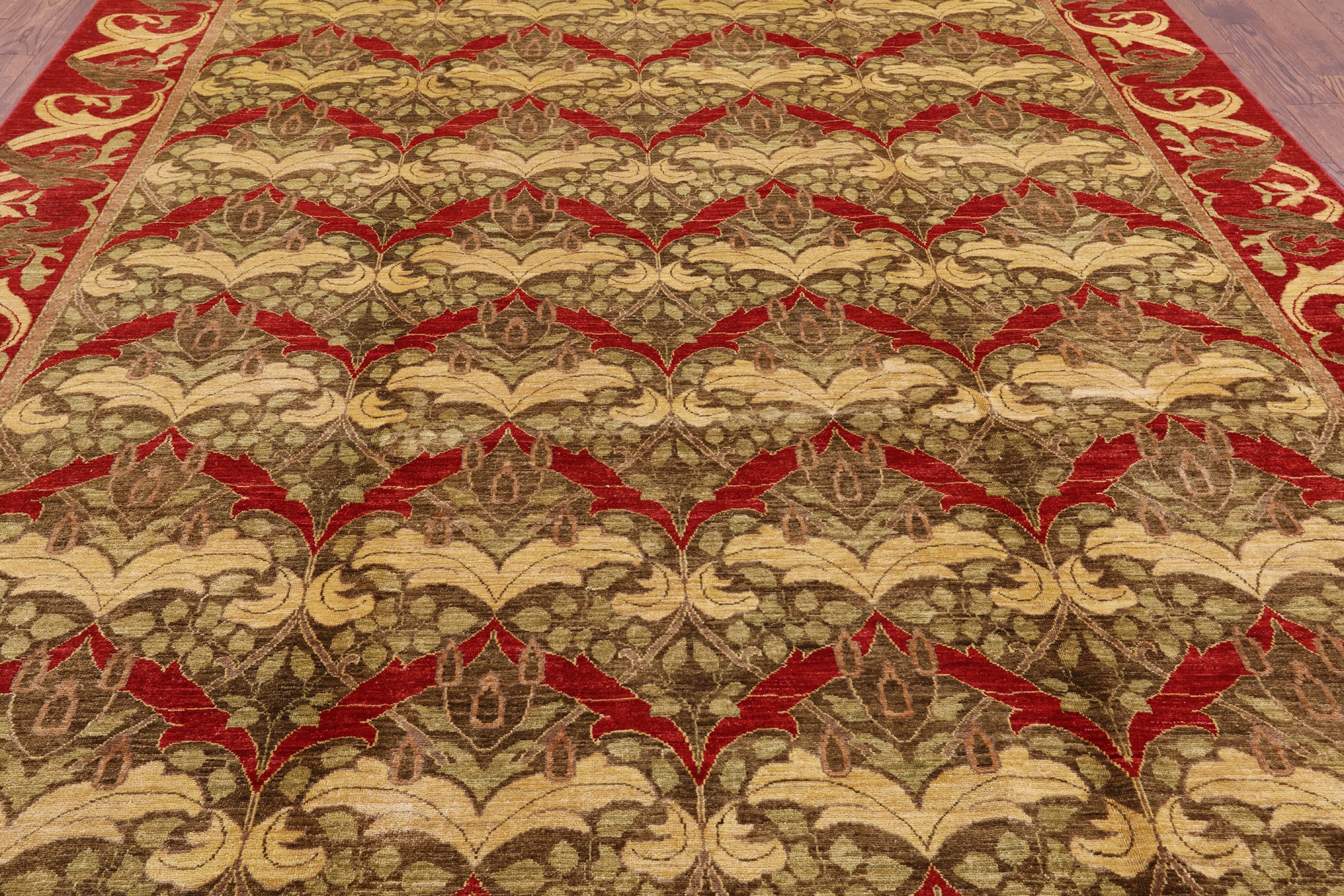 William Morris Hand Knotted Area Rug - 9' 0" X 12' 0" - Golden Nile