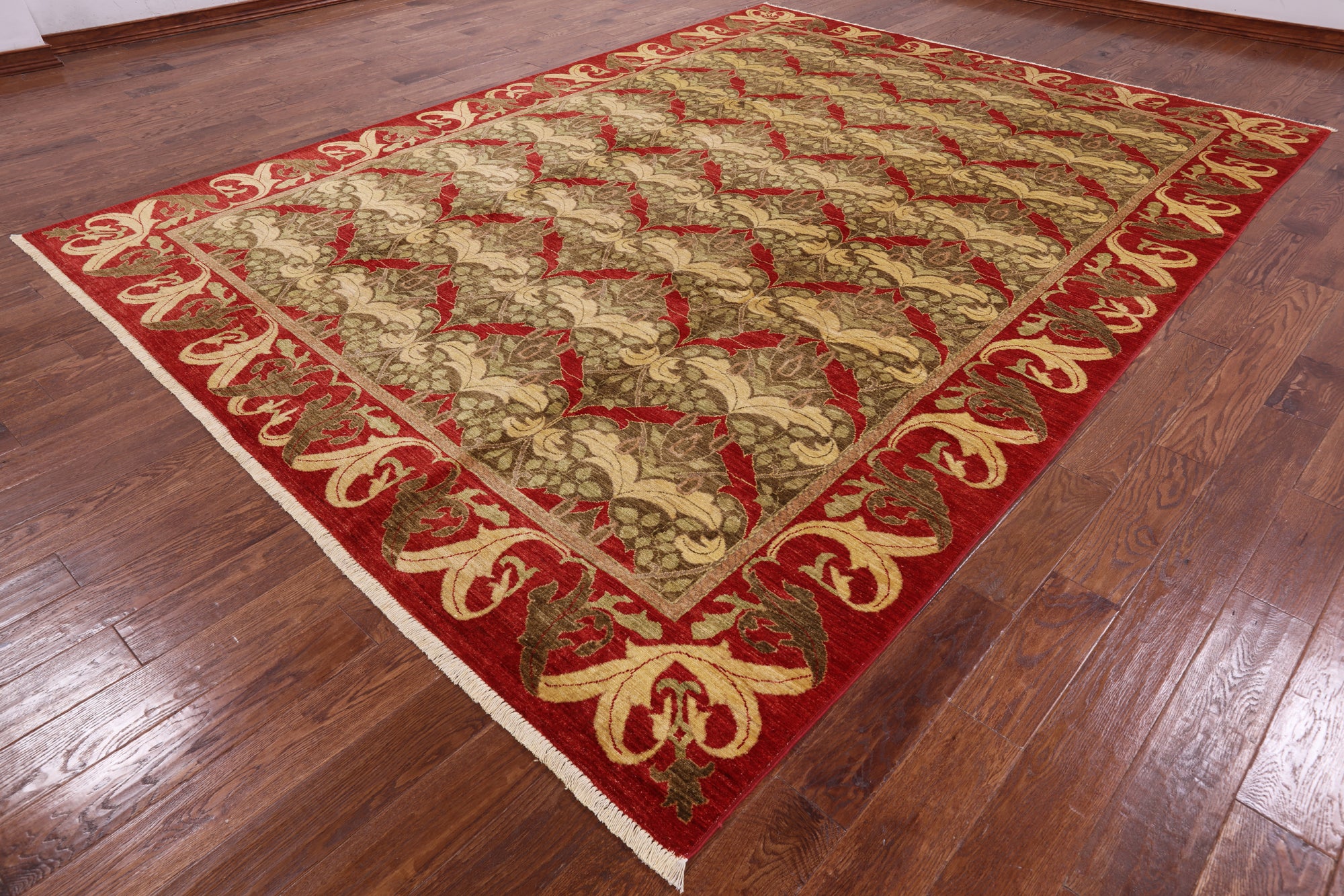 William Morris Hand Knotted Area Rug - 9' 0" X 12' 0" - Golden Nile