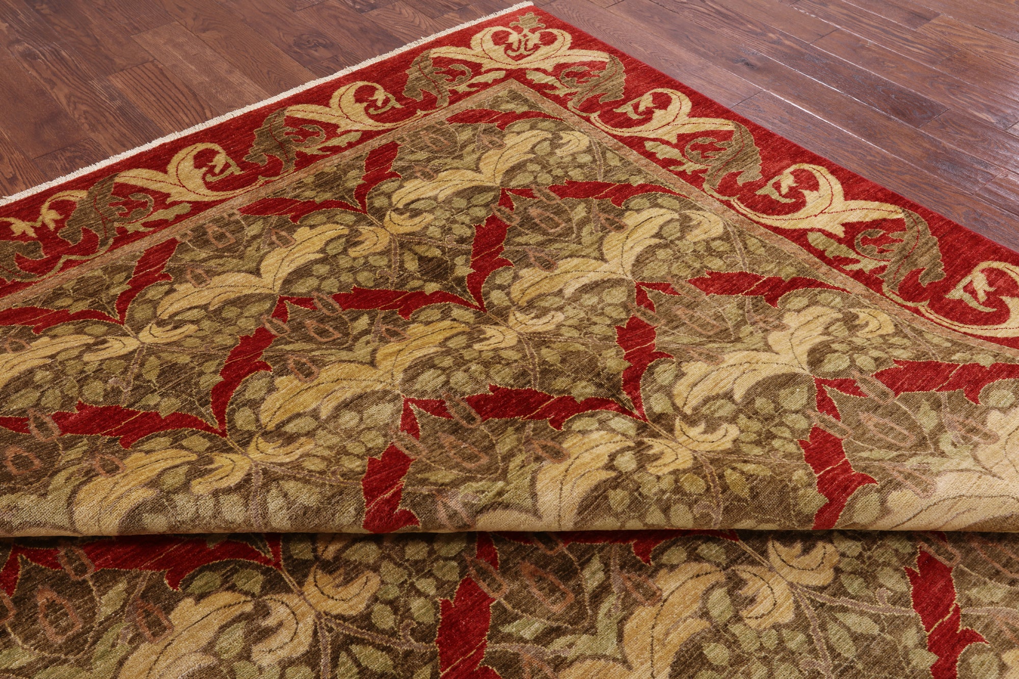 William Morris Hand Knotted Area Rug - 9' 0" X 12' 0" - Golden Nile