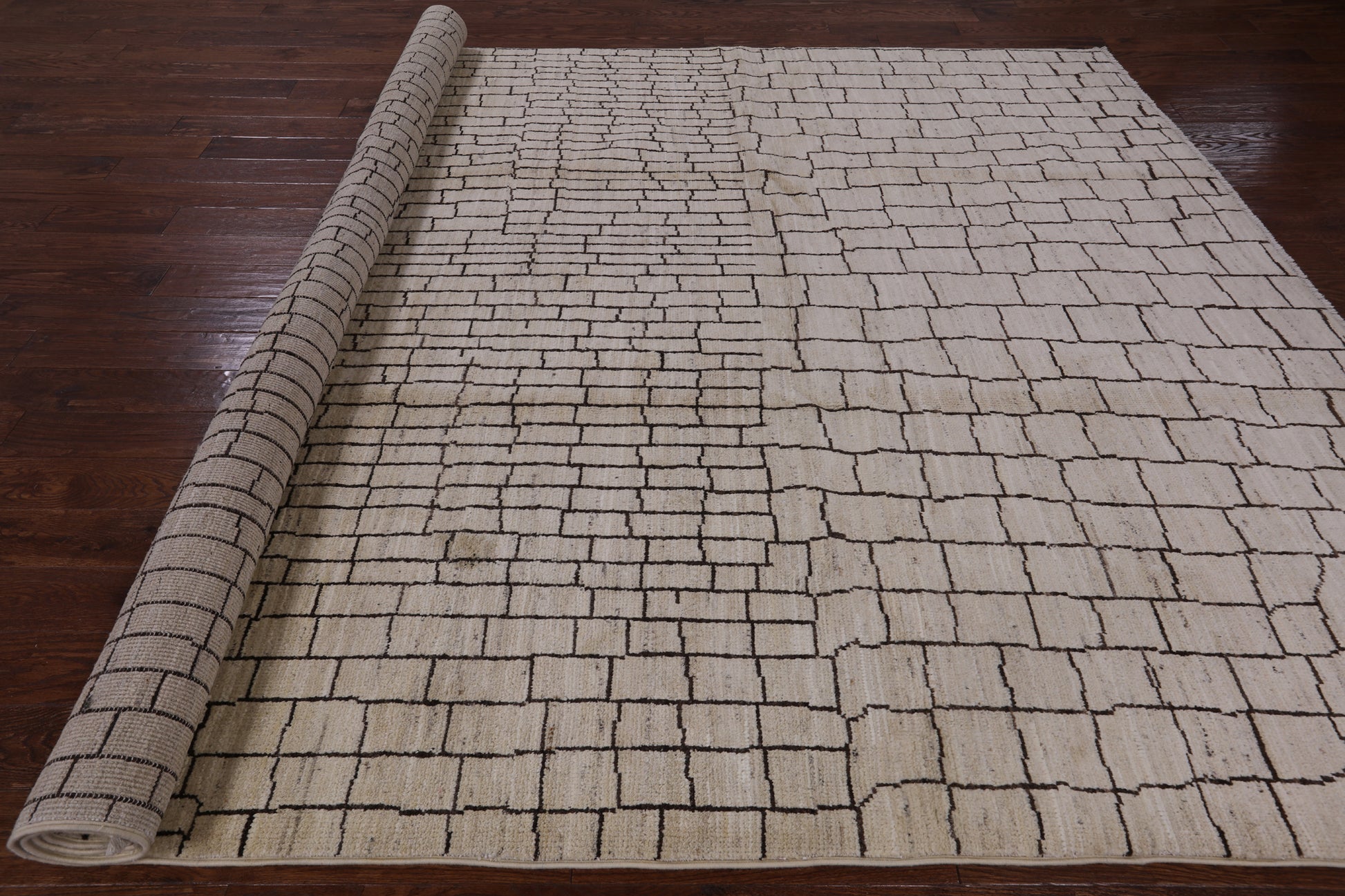 Ivory Moroccan Hand Knotted Area Rug - 8' 9" X 11' 10" - Golden Nile