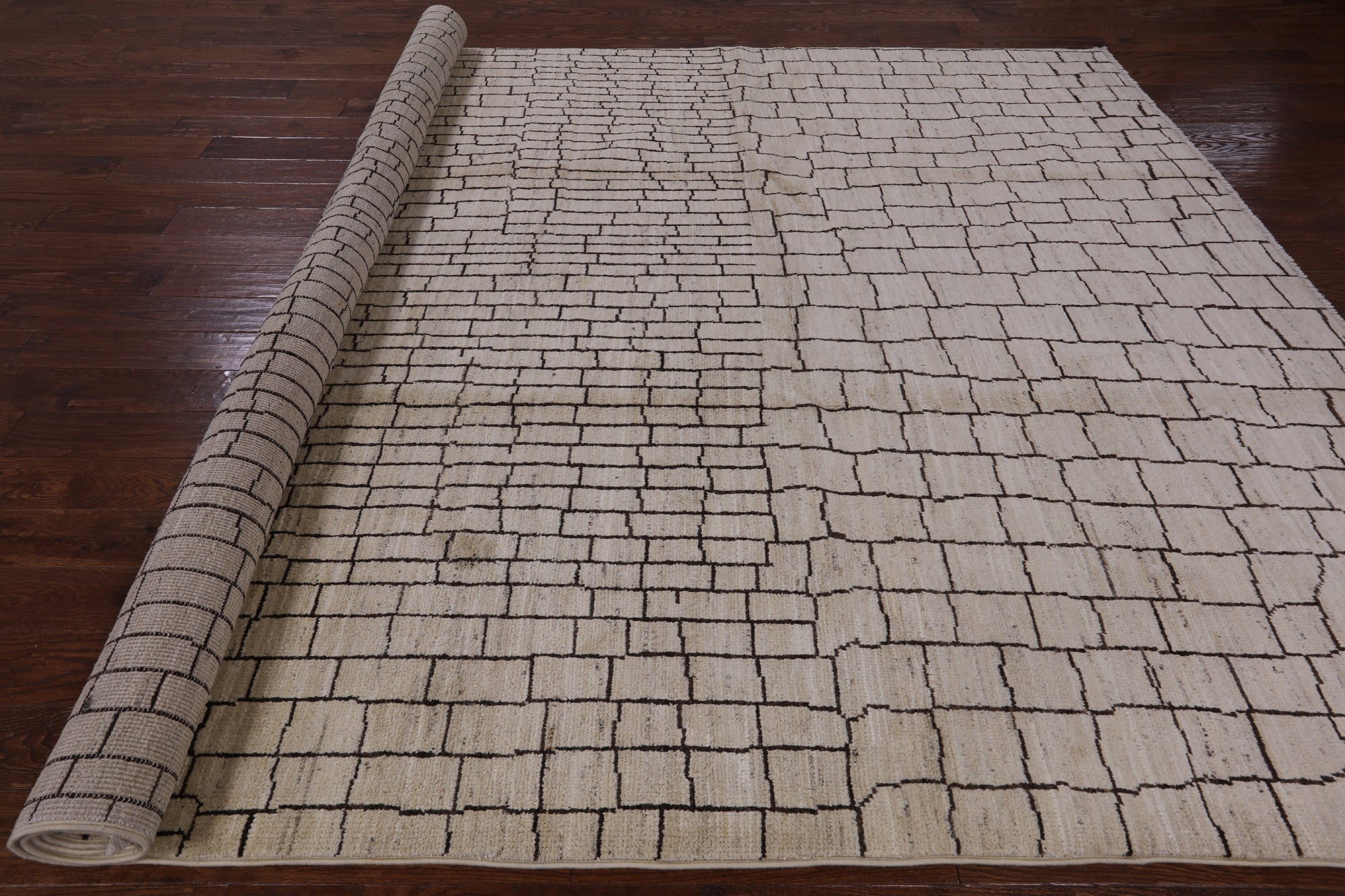 Ivory Moroccan Hand Knotted Area Rug - 8' 9" X 11' 10" - Golden Nile