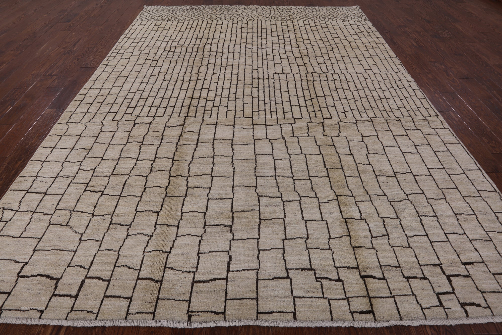 Ivory Moroccan Hand Knotted Area Rug - 8' 9" X 11' 10" - Golden Nile