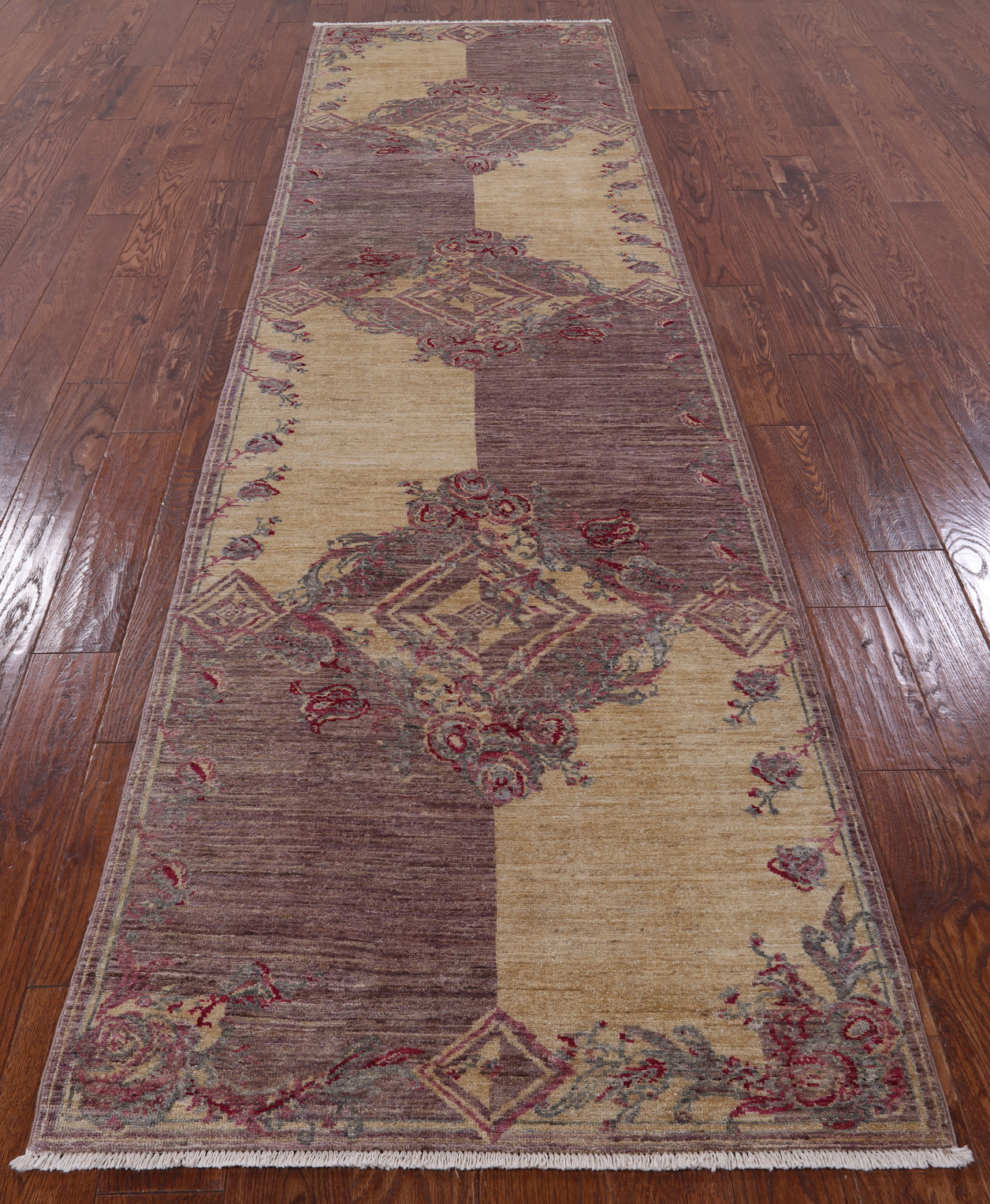 William Morris Handmade Wool Runner Rug - 3' 3" X 12' 0" - Golden Nile