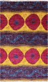 Ikat Handmade Wool Rug - 4' 6" X 7' 3" - Golden Nile