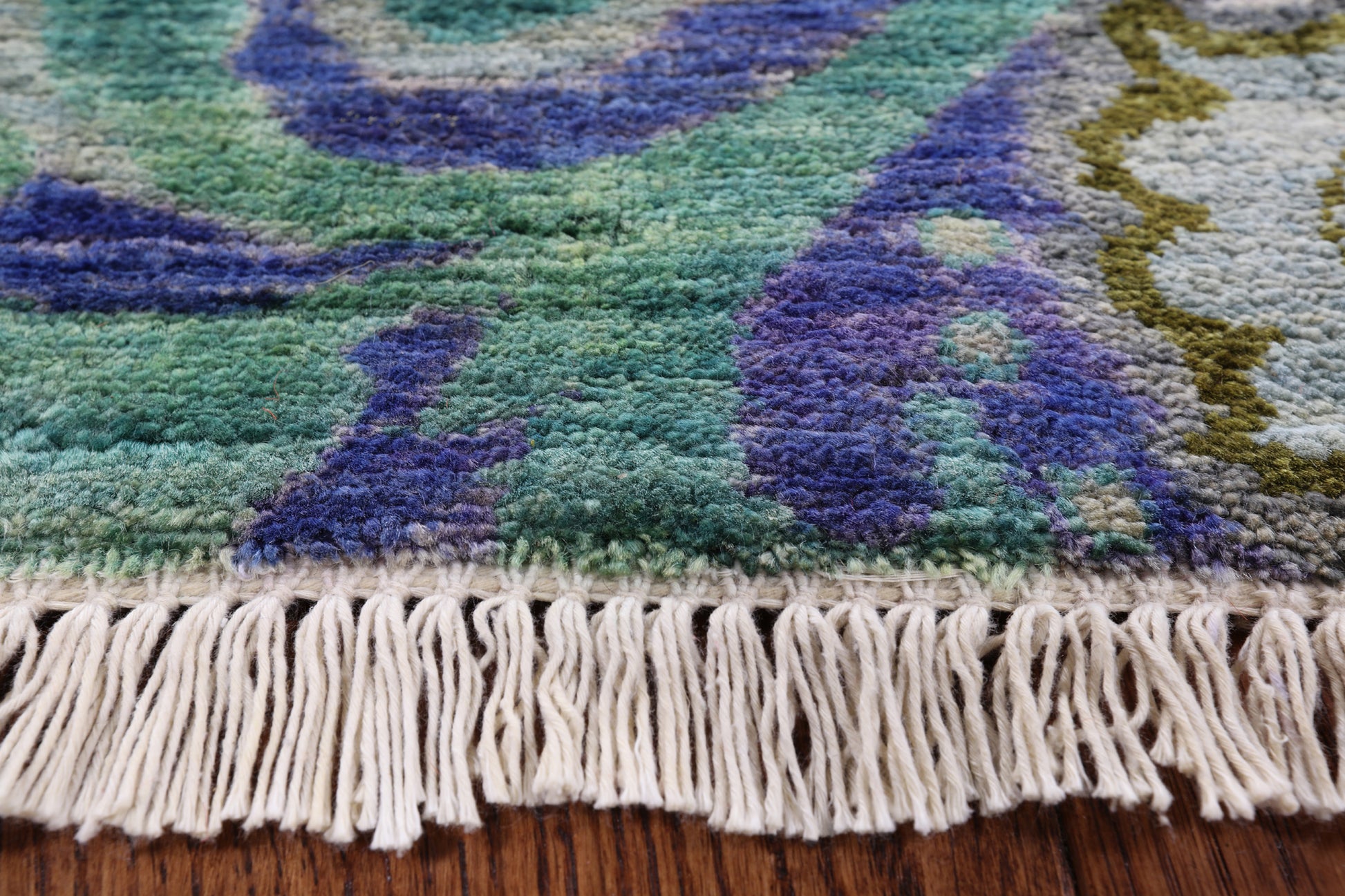Blue William Morris Hand Knotted Wool Rug - 9' 0" X 12' 1" - Golden Nile
