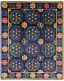Black William Morris Hand Knotted Wool Area Rug - 8' 1" X 9' 10" - Golden Nile