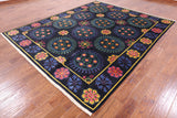 Black William Morris Hand Knotted Wool Area Rug - 8' 1" X 9' 10" - Golden Nile