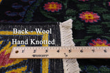 Black William Morris Hand Knotted Wool Area Rug - 8' 1" X 9' 10" - Golden Nile