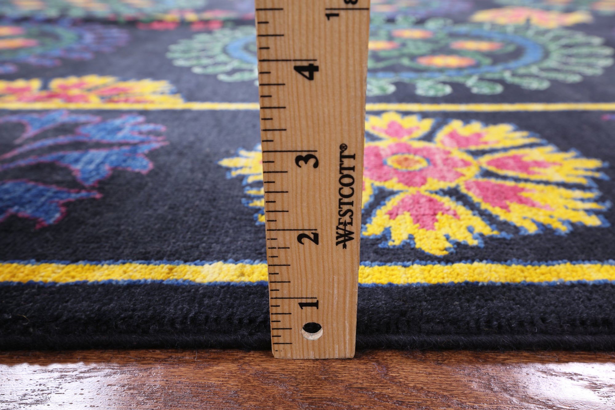 Black William Morris Hand Knotted Wool Area Rug - 8' 1" X 9' 10" - Golden Nile