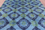 Blue Ikat Handmade Wool Area Rug - 7' 10" X 10' 2" - Golden Nile