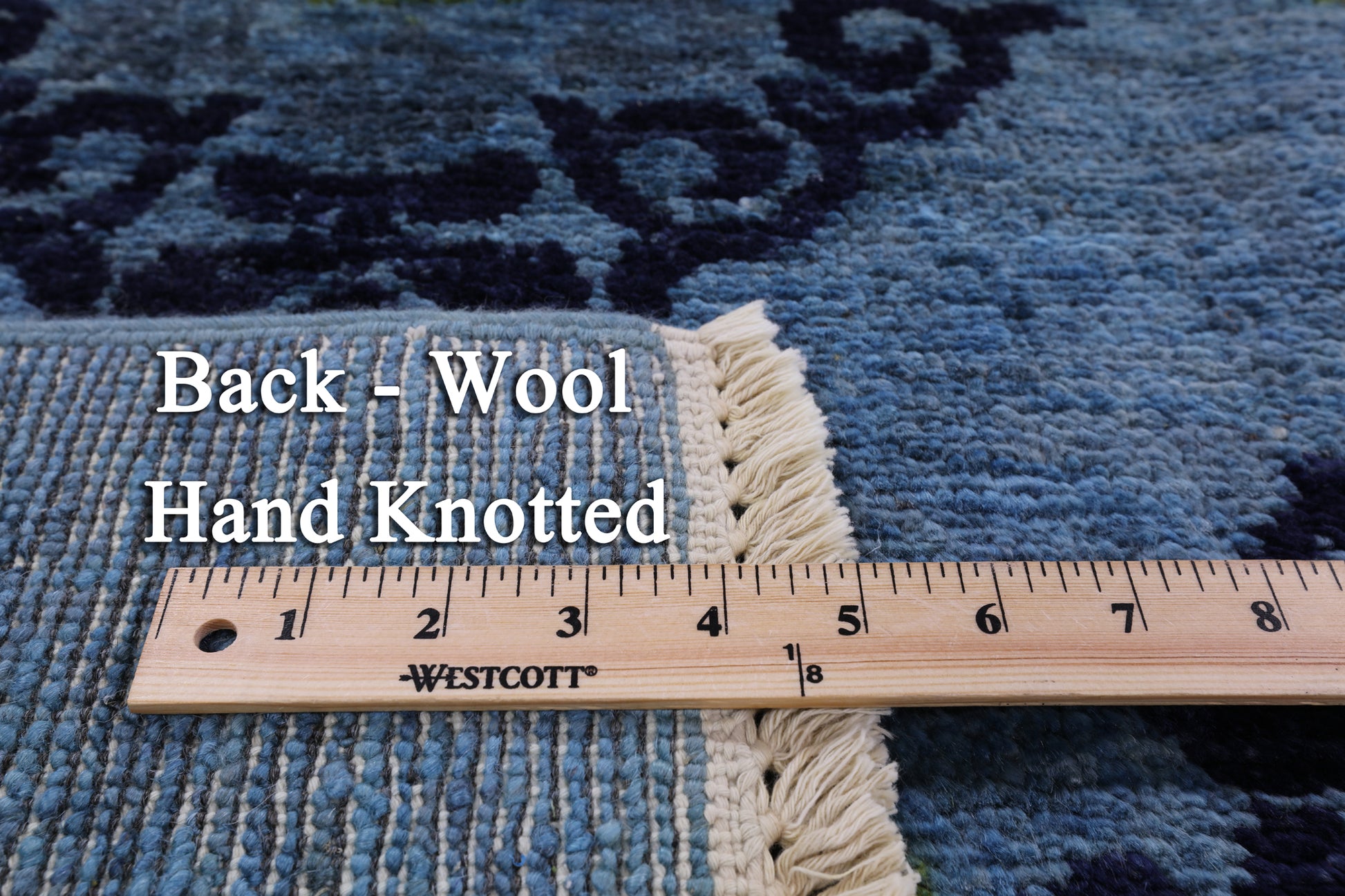 Blue Ikat Handmade Wool Area Rug - 7' 10" X 10' 2" - Golden Nile