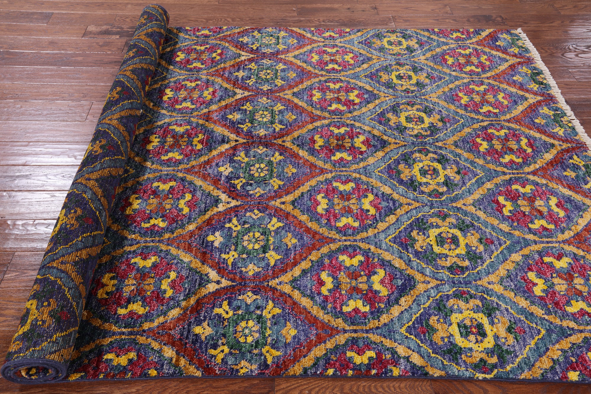 William Morris Hand Knotted Wool Area Rug - 6' 0" X 9' 1" - Golden Nile