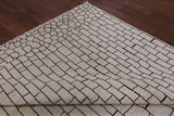 Ivory Tribal Moroccan Hand Knotted Wool Rug - 9' 0" X 11' 7" - Golden Nile